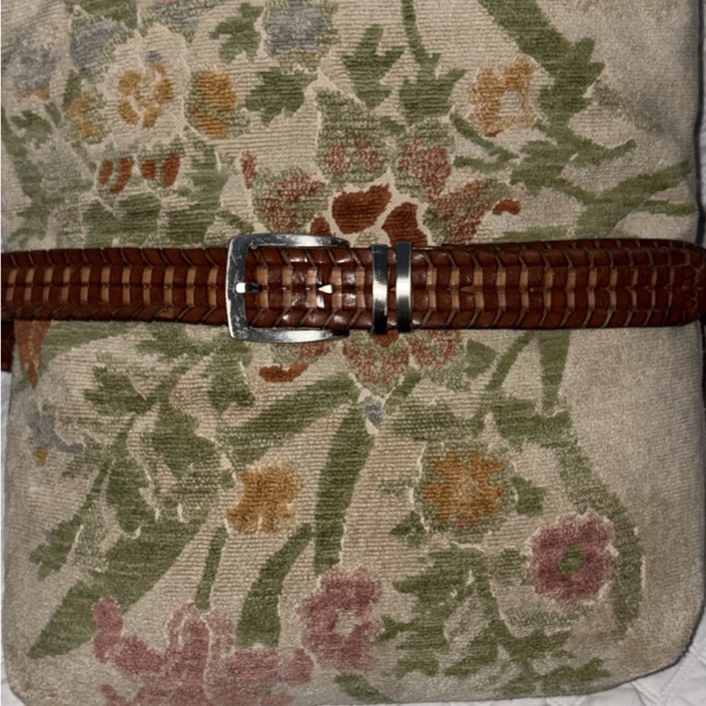 Tommy Bahama Tan Woven Belt with Silver Buckle